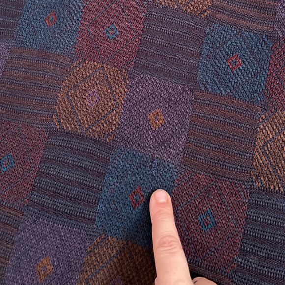 Wool Blend 90s Dark Academia Grandpa Sweater Artsy Geometric Jacquard Knit XL - Picture 10 of 10